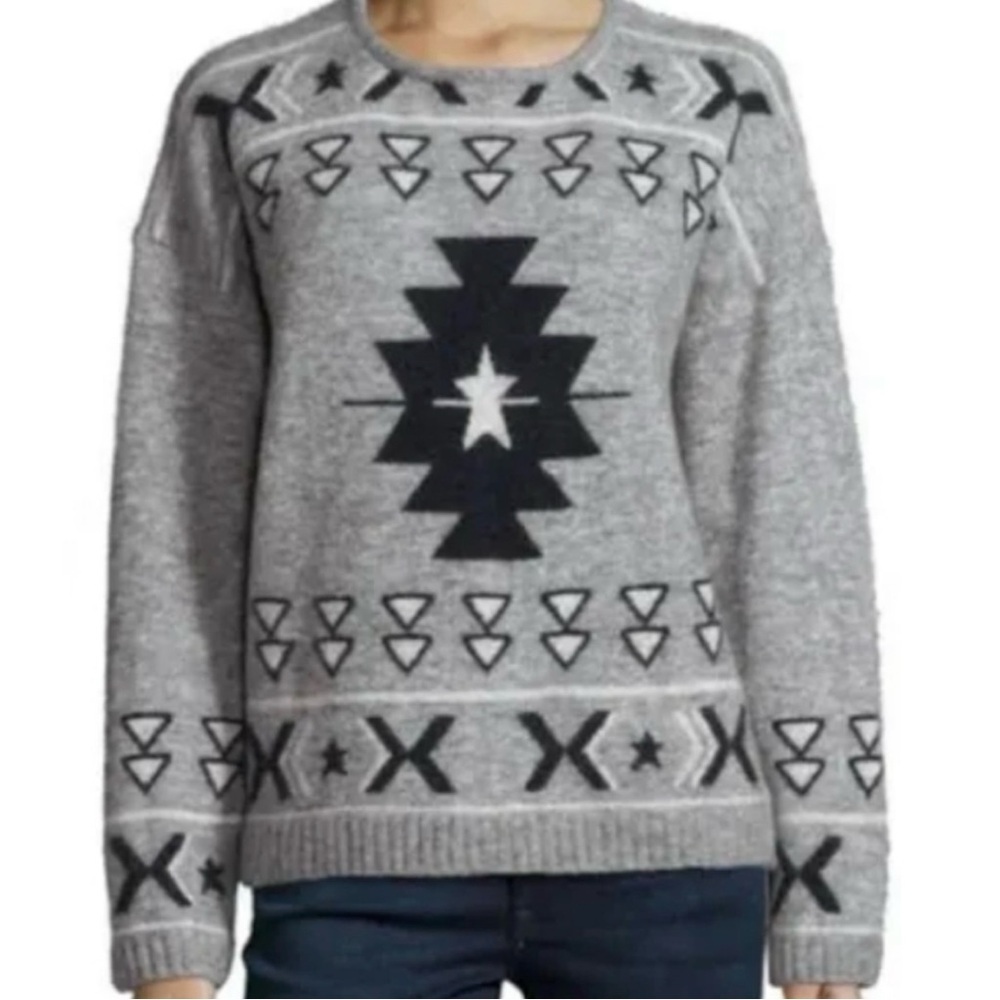 Banjo & Matilda Grey/Black/White Mohair Wool‎ Blend Pullover Sweater Size Medium